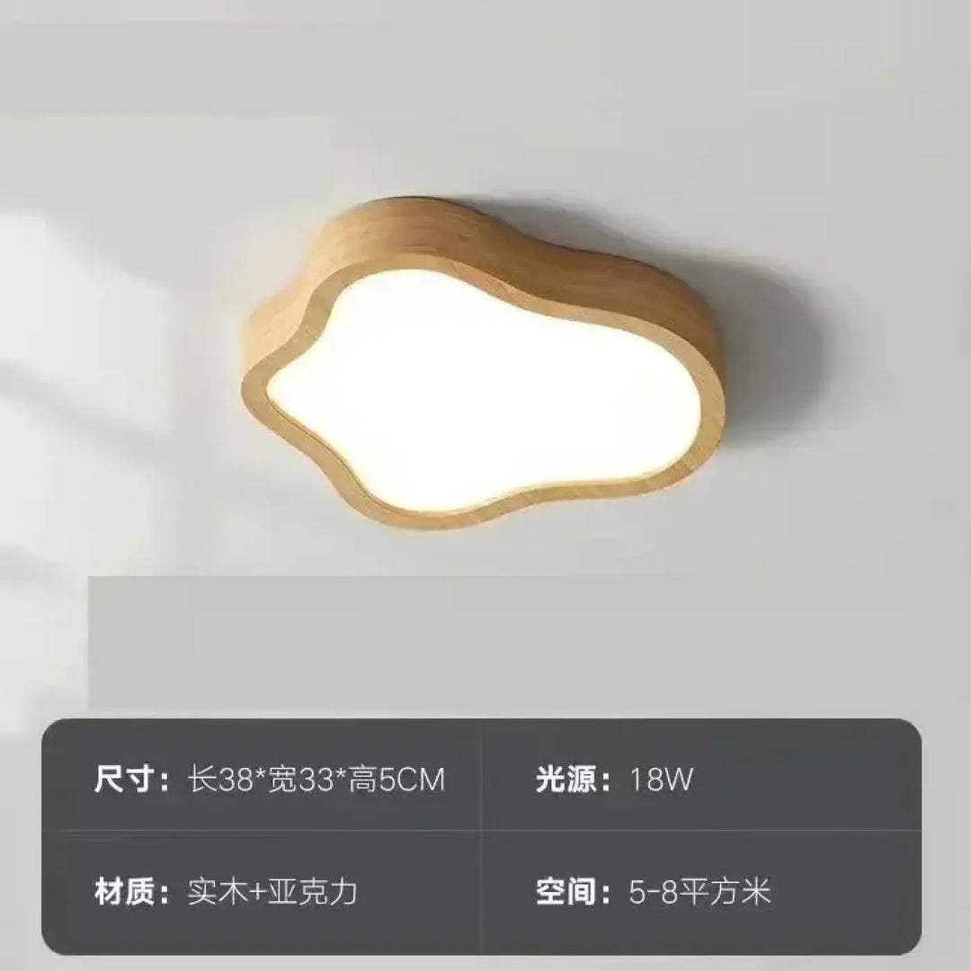 Plafonnier moderne en bois naturel en forme de nuage