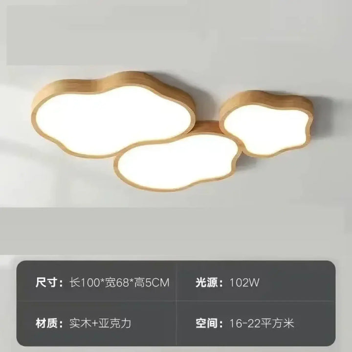 Plafonnier moderne en bois naturel en forme de nuage