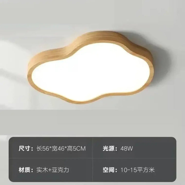 Plafonnier moderne en bois naturel en forme de nuage