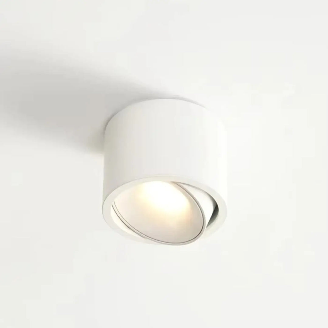 Luminaire plafonnier kryo spot encastré blanc cylindrique avec angle d éclairage réglable et flux lumineux optimisé d’un variateur