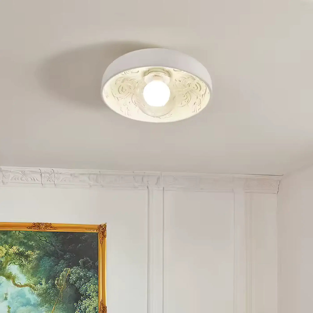 Plafonnier Moderne Design Rond Blanc Et Beige Sculpté Élégant

