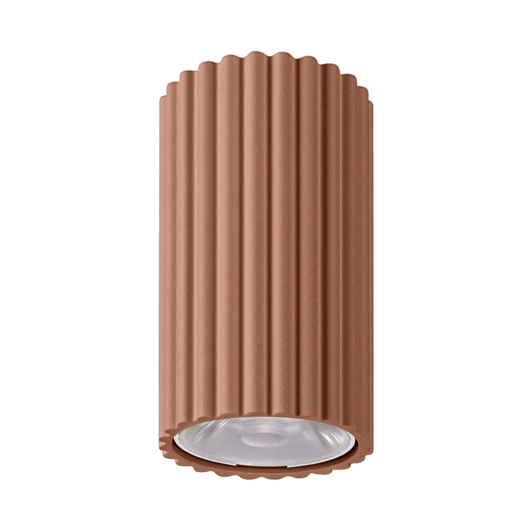 Luminaire plafonnier ivar moka led 3000k cuivre flûté design expressif avec abat-jour modernes rainurés et l’irc élevé