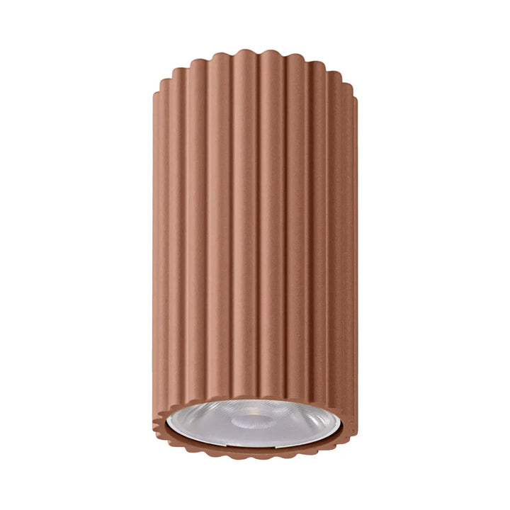 Luminaire plafonnier ivar moka led 3000k cuivre flûté design expressif avec abat-jour modernes rainurés et l’irc élevé
