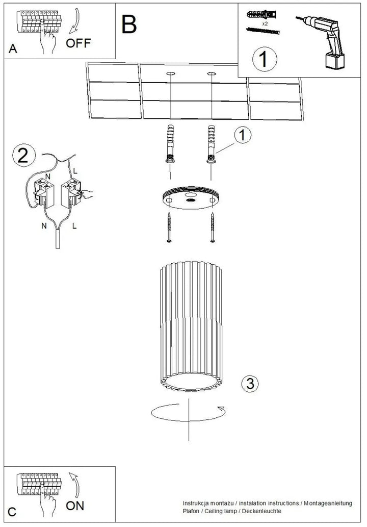 Luminaire plafonnier ivar moka led 3000k avec abat-jour modernes rainurés cylindrique et design expressif l’irc élevé