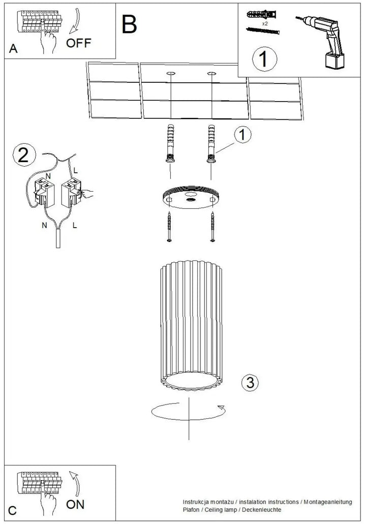 Luminaire plafonnier ivar noir led 4000k avec abat-jour modernes rainurés pour un design expressif et confort d’utilisation