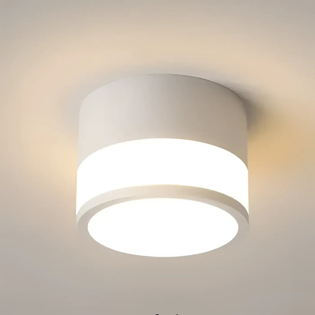 Plafonnier nordique ebLouia avec design minimaliste en verre dépoli cylindrique blanc pour éclairage intérieur