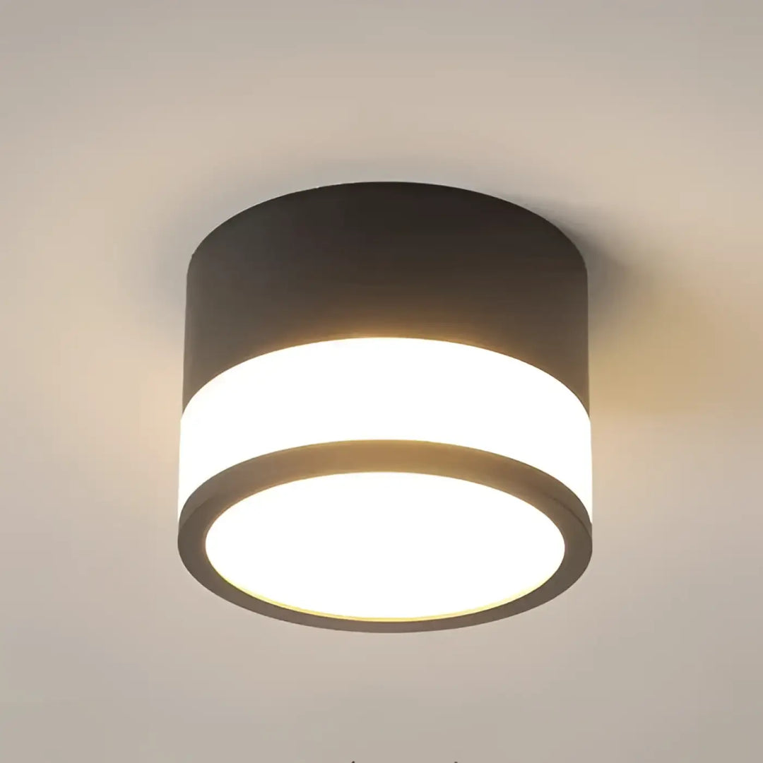 Plafonnier nordique ebloiua en cylindre noir moderne avec anneau lumineux blanc design minimaliste