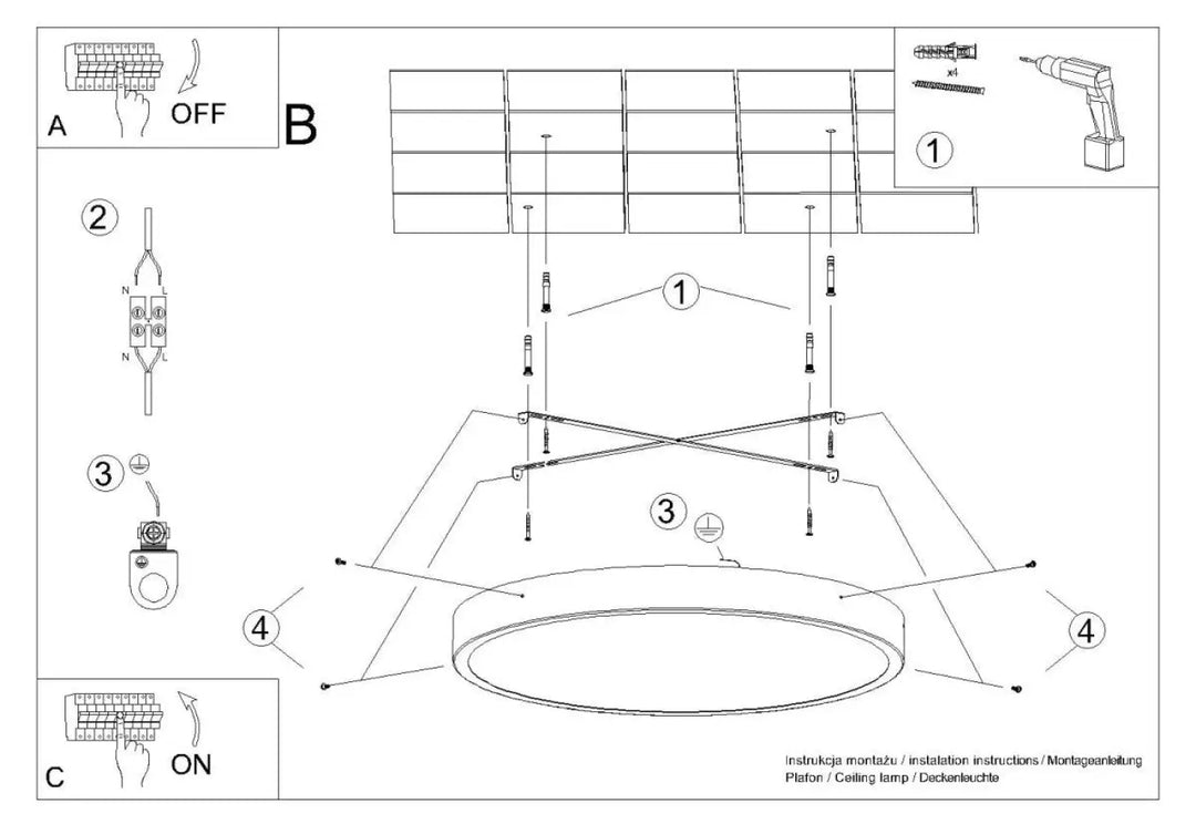 Luminaire plafonnier onyx 50 blanc led 3000k avec plafond rond et bras réglables pour recherche d’un éclairage aux couleurs intemporelles