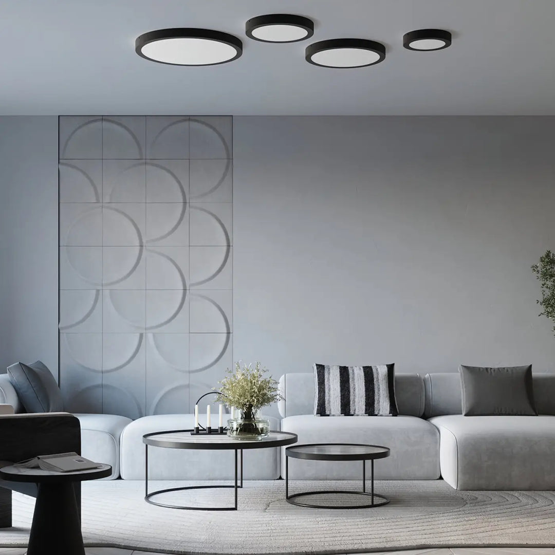 Luminaire plafonnier onyx 50 blanc led 3000k avec design rond et minimaliste pour une recherche d’un éclairage aux couleurs intemporelles