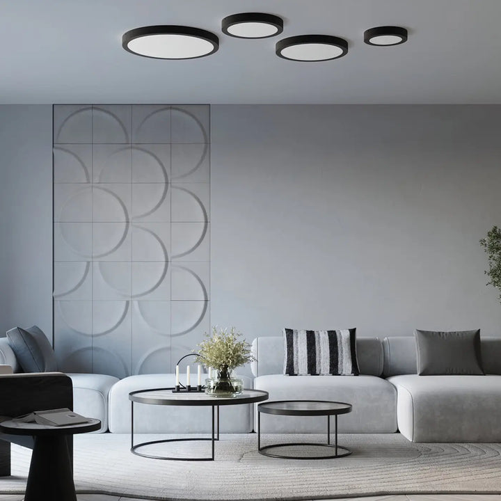 Luminaire plafonnier onyx 50 blanc led 3000k avec design rond et minimaliste pour une recherche d’un éclairage aux couleurs intemporelles