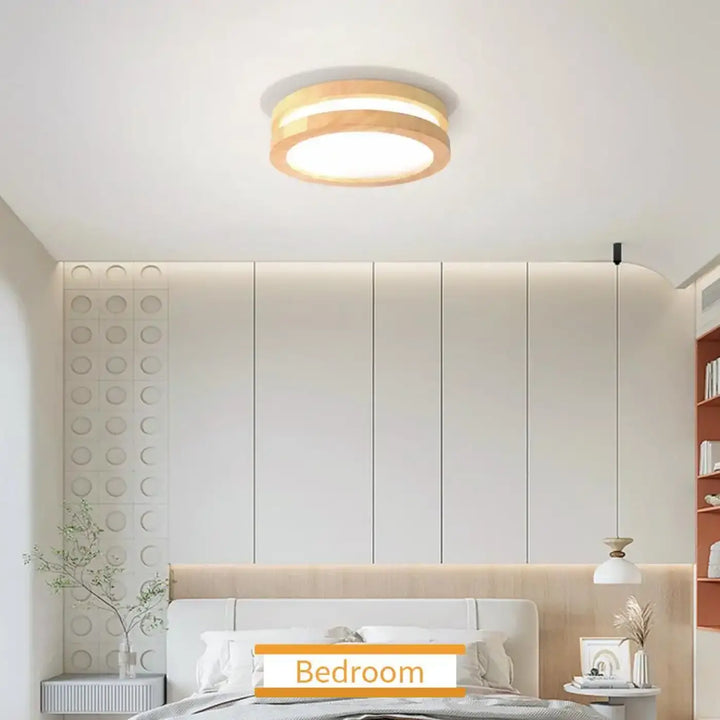 Plafonnier Rond En Bois Clair Avec Éclairage LED Intégré

