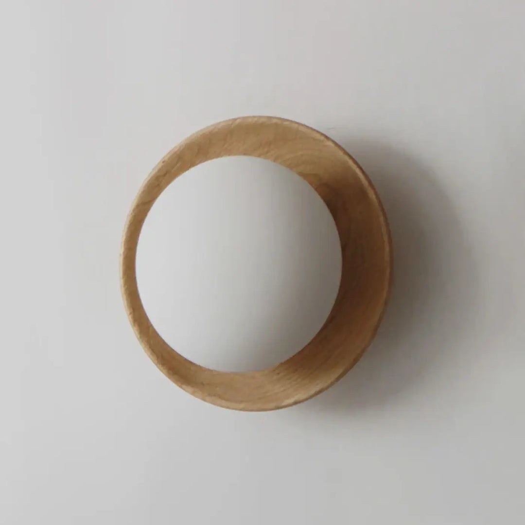 Plafonnier rond en bois design minimaliste au style scandinave