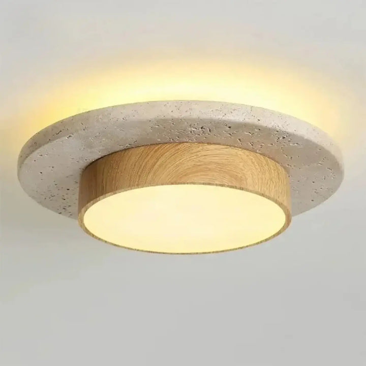 Plafonnier rond en bois au style nordique moderne naturel