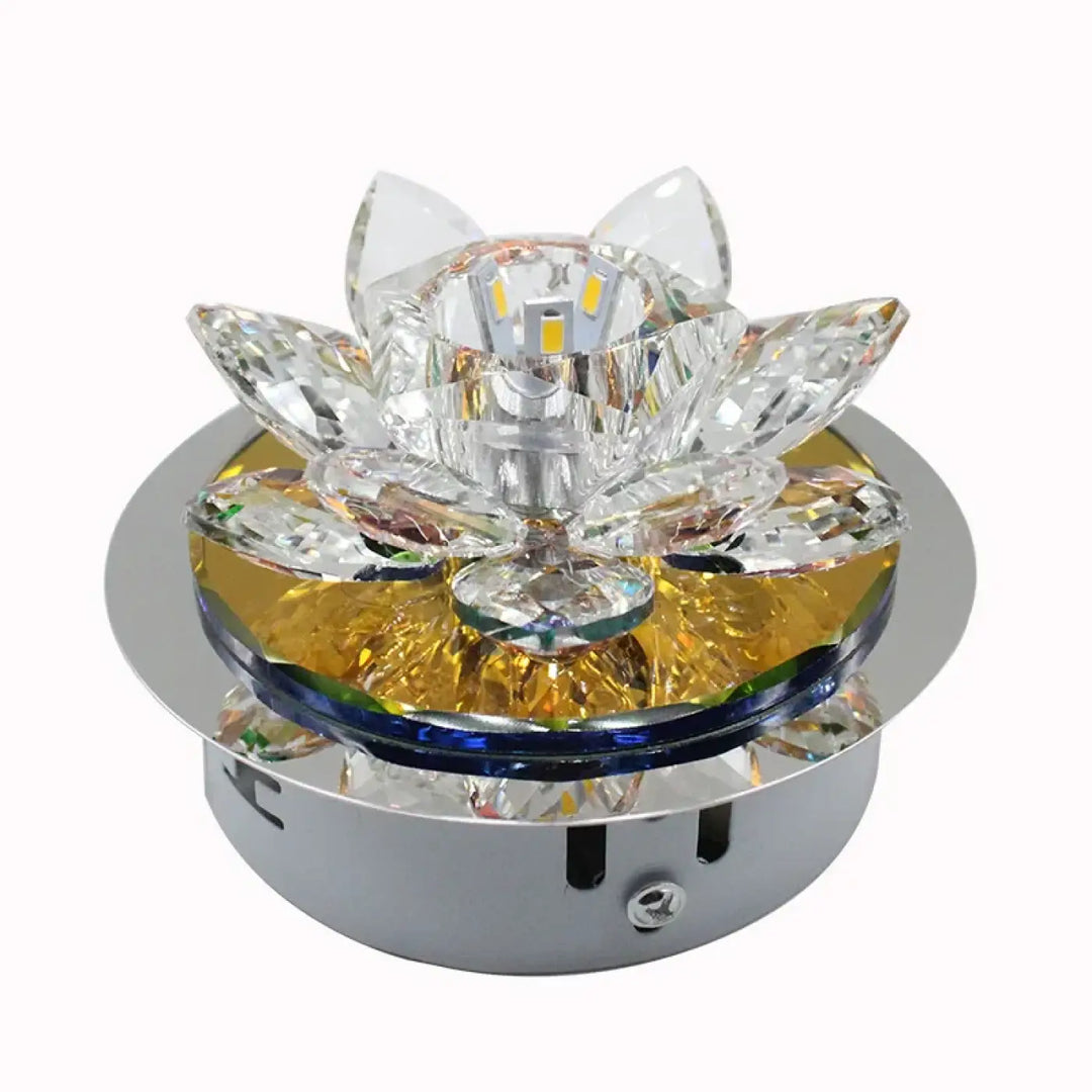 Plafonnier Rond Cristal Étincelant Pour Plafond Sculpté

