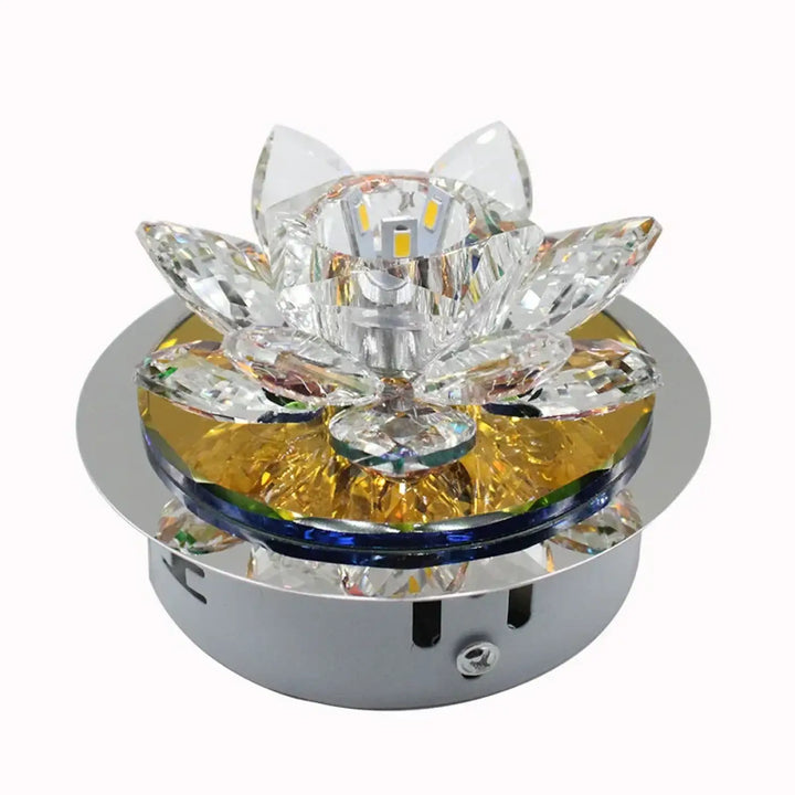 Plafonnier Rond Cristal Étincelant Pour Plafond Sculpté

