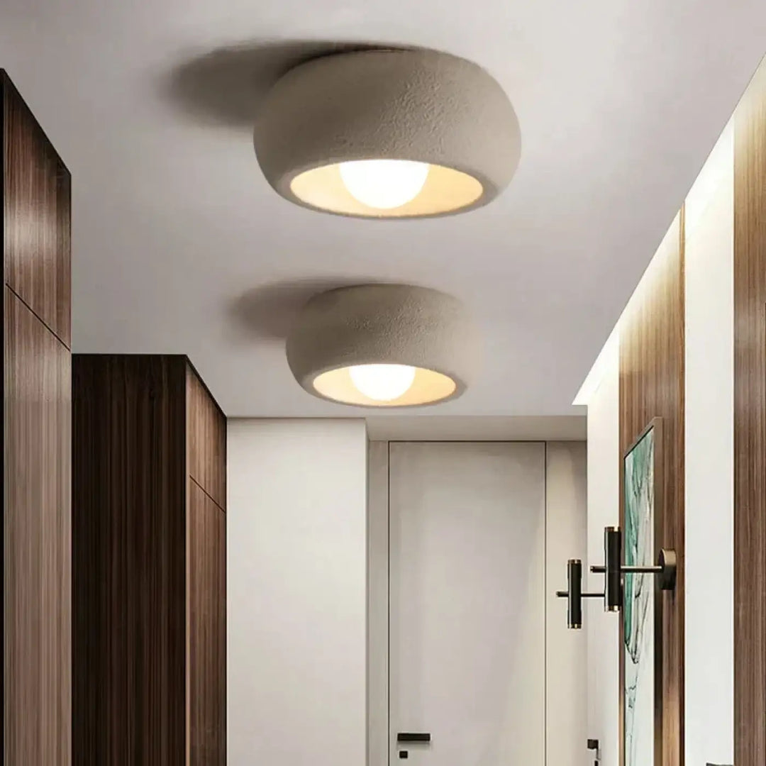 Plafonnier rond design moderne ambiance gris contemporaine