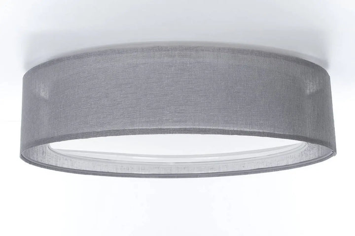 Plafonnier rond graphite en toile grise avec texture subtile pour un éclairage intérieur élégant puro