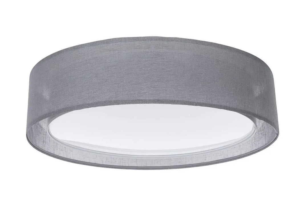 Luminaire plafonnier rond graphite en tissu gris avec diffuseur en verre transparent modèle puro
