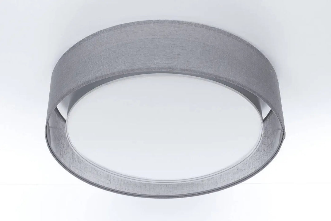 Plafonnier rond graphite en maille grise avec design moderne épuré luminaire plafonnier puro graphite