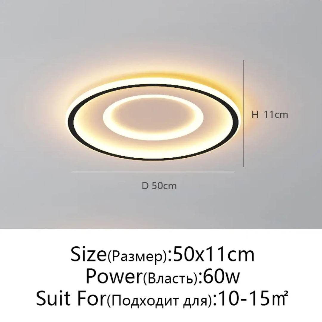 Plafonnier rond led noir élégant et économique style modern