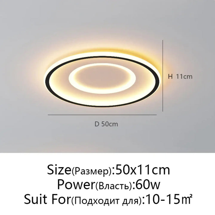 Plafonnier rond led noir élégant et économique style modern