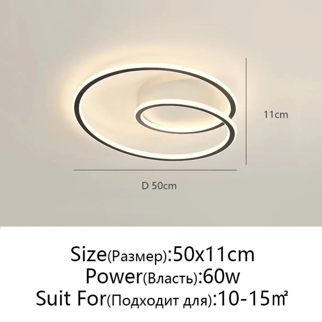 Plafonnier rond led noir élégant et économique style modern