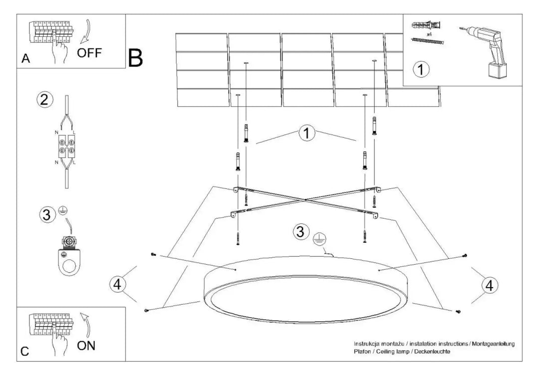 Luminaire plafonnier onyx 50 noir led 3000k avec design moderne à bras ajustables pour un plafond rond et couleurs intemporelles