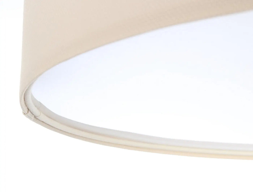 Plafonnier rond luminaire mesh avec abat-jour en tissu champagne beige pour une atmosphère chaleureuse