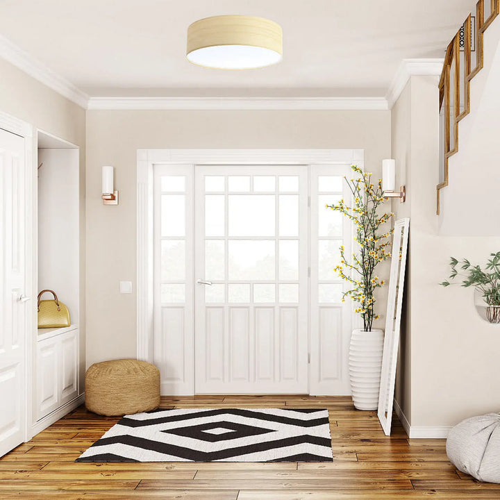 Plafonnier rond crème en tissu avec lumière douce pour décoration intérieure élégante