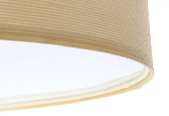 Plafonnier rond en tissu crème avec abat-jour en tissu côtelé beige et doublure intérieure lisse pour décoration intérieure