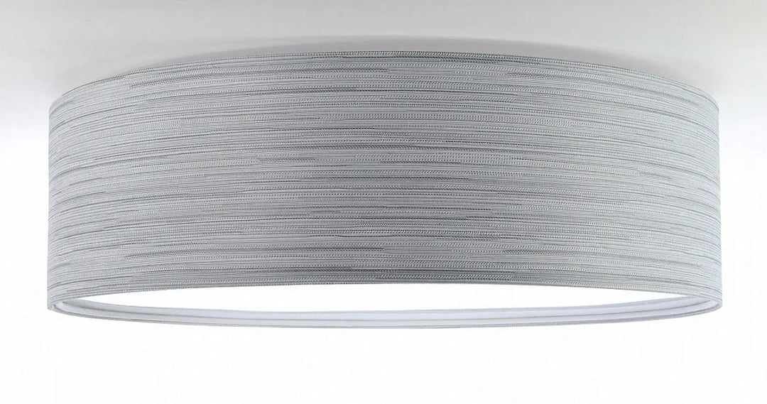 Plafonnier rond mesh gris en tissu gris avec finition textile et motif rayé subtil
