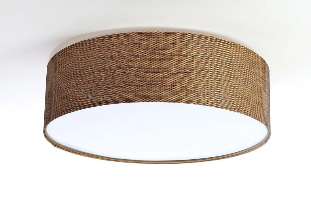Plafonnier rond en tissu marron tissé pour un éclairage décoratif marron apporte chaleur et élégance