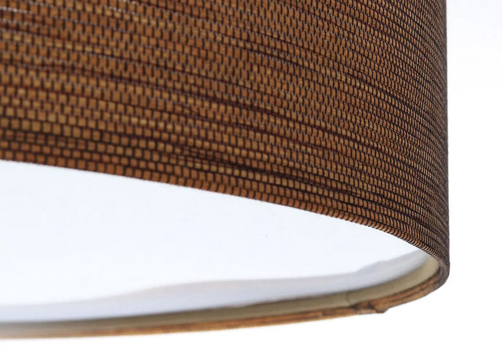 Plafonnier rond en tissu marron avec un abat-jour en tissu tressé marron apporte un style élégant