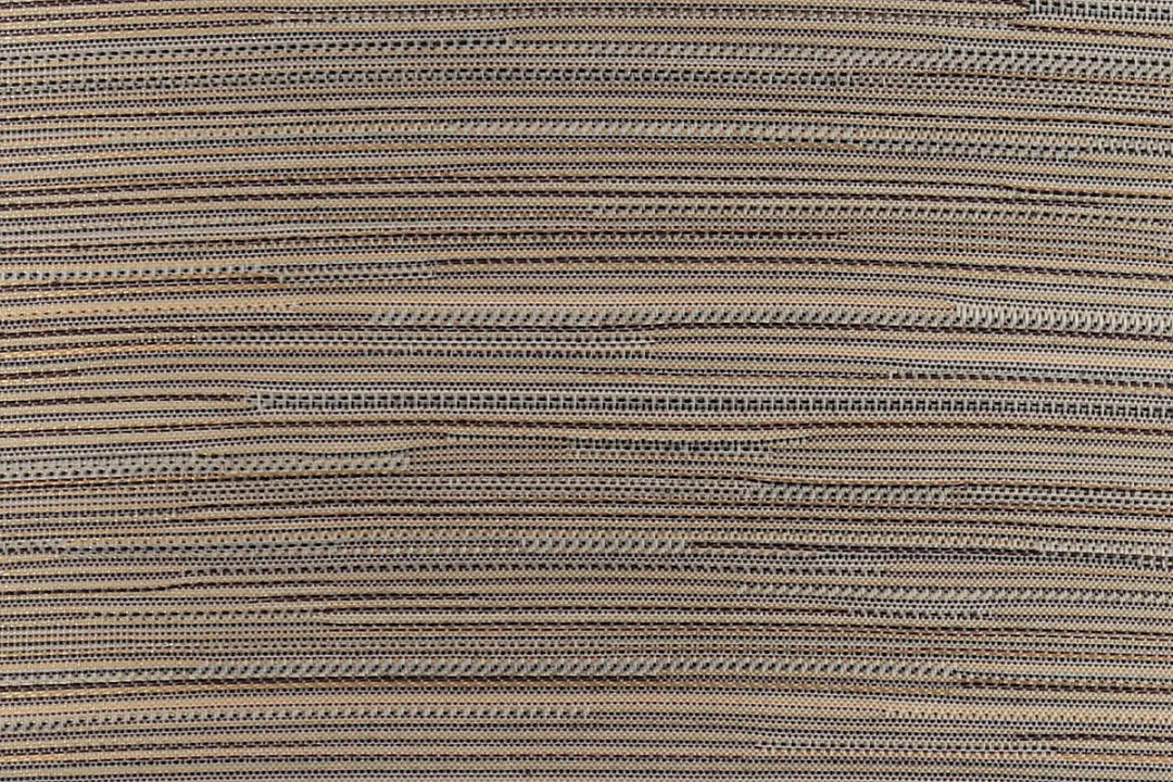 Luminaire plafonnier rond mesh en tissu taupe avec texture tissée et rayures horizontales pour dimension à l’éclairage