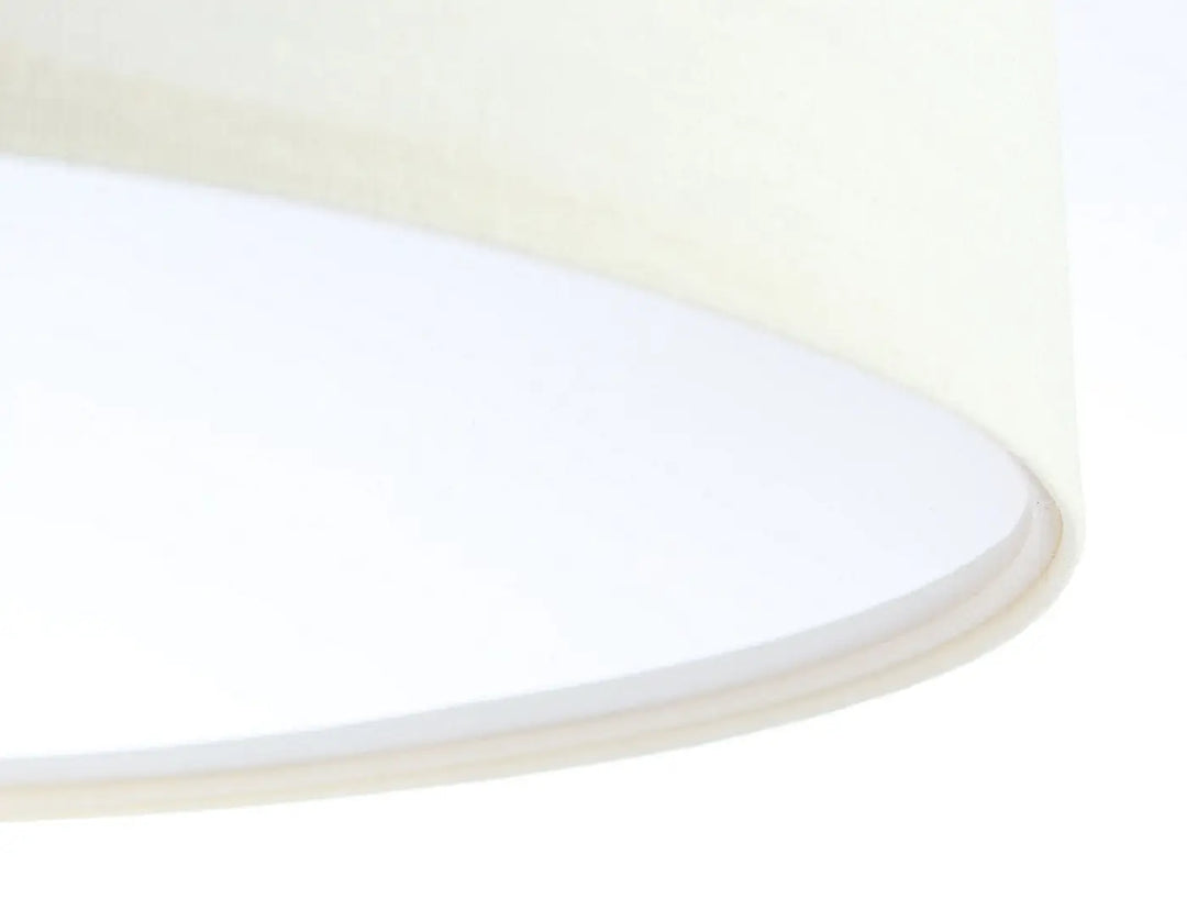 Plafonnier rond luminaire mesh en tissu vanille crème avec surface légèrement texturée et bords doucement incurvés