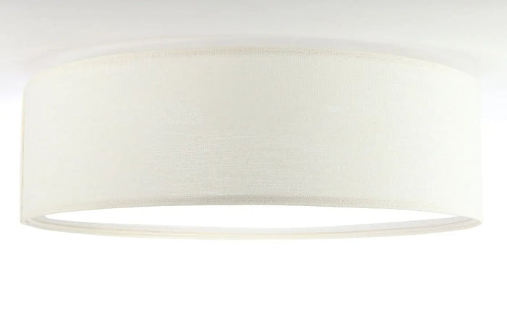 Plafonnier rond luminaire mesh vanille avec abat-jour cylindrique en tissu vanille apporte une finition douce et texturée