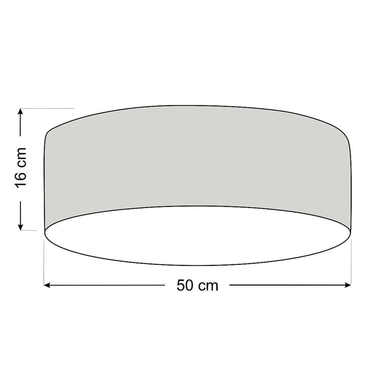 Plafonnier rond mesh vanille avec abat-jour cylindrique en tissu vanille mesurant 50 cm de diamètre et 16 cm de hauteur