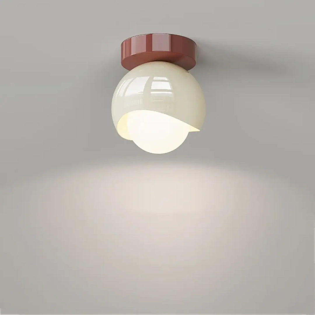 Plafonnier rond en verre opalin au style scandinave moderne