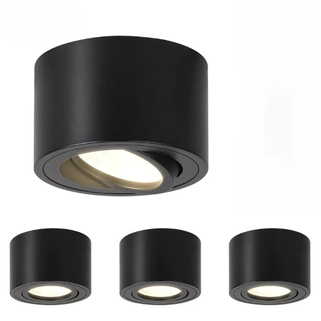 Luminaire plafonnier trigon noir mat avec éclairage led ajustable et saillie orientable pour un éclairage ciblé