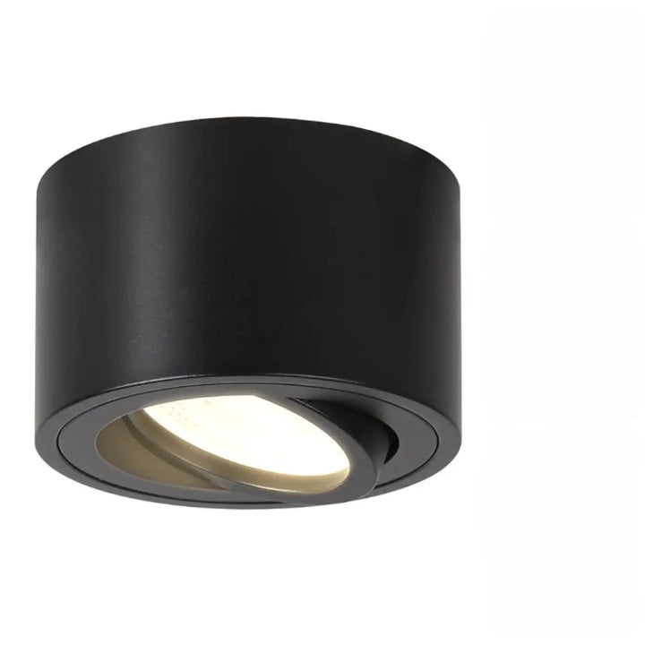 Luminaire plafonnier trigo noir cylindre mat avec spot led ajustable et saillie orientable pour éclairage led ajustable