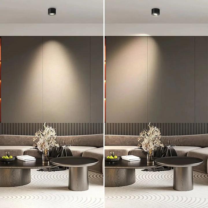 Luminaire plafonnier trigo noir cylindre en led ajustable avec saillie orientable pour éclairage led ajustable