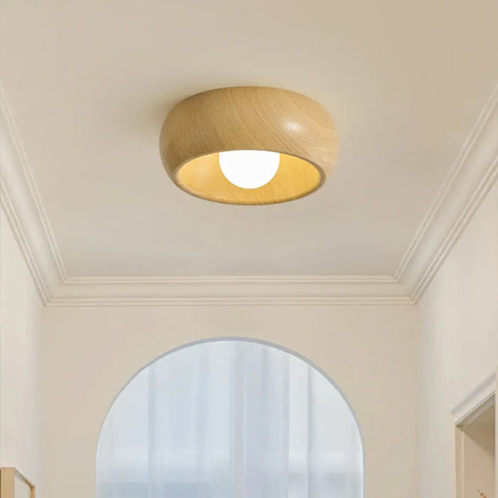 Luminaire plafonnier ceily en bois naturel rond finition bois naturel avec un éclat chaud et finition lisse