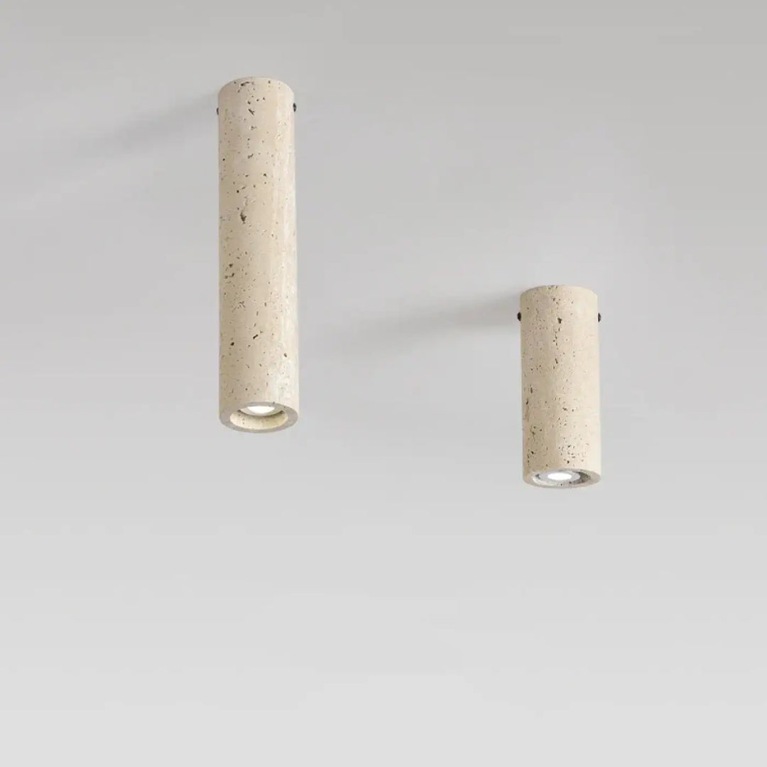 Plafonnier tube élancé effet pierre naturelle élégant