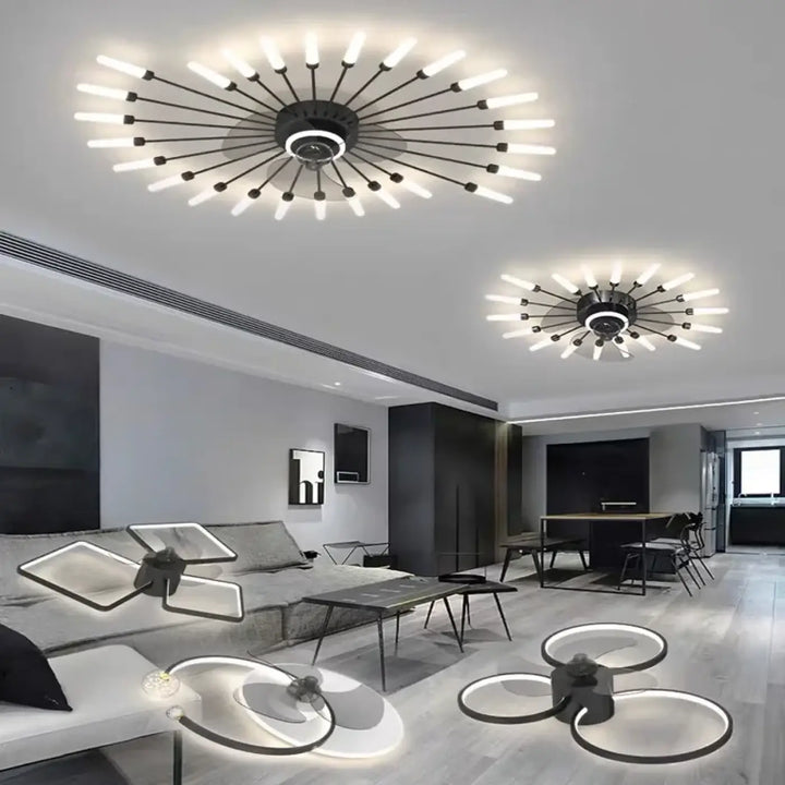 Luminaire plafonnier axiel noir et blanc avec bras étoile modernes et multiples ampoules sont-elles incluses