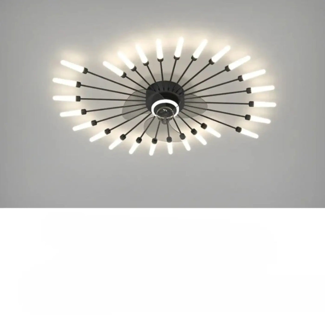 Luminaire plafonnier axiel ventilateur de plafond noir moderne avec led integrées et design radial élégant sont-elles incluses