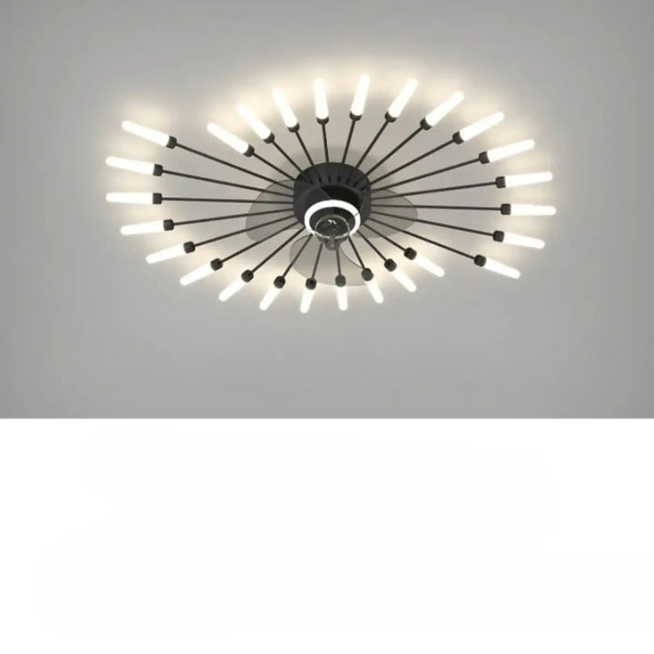 Luminaire plafonnier axiel ventilateur de plafond noir moderne avec led integrées et design radial élégant sont-elles incluses