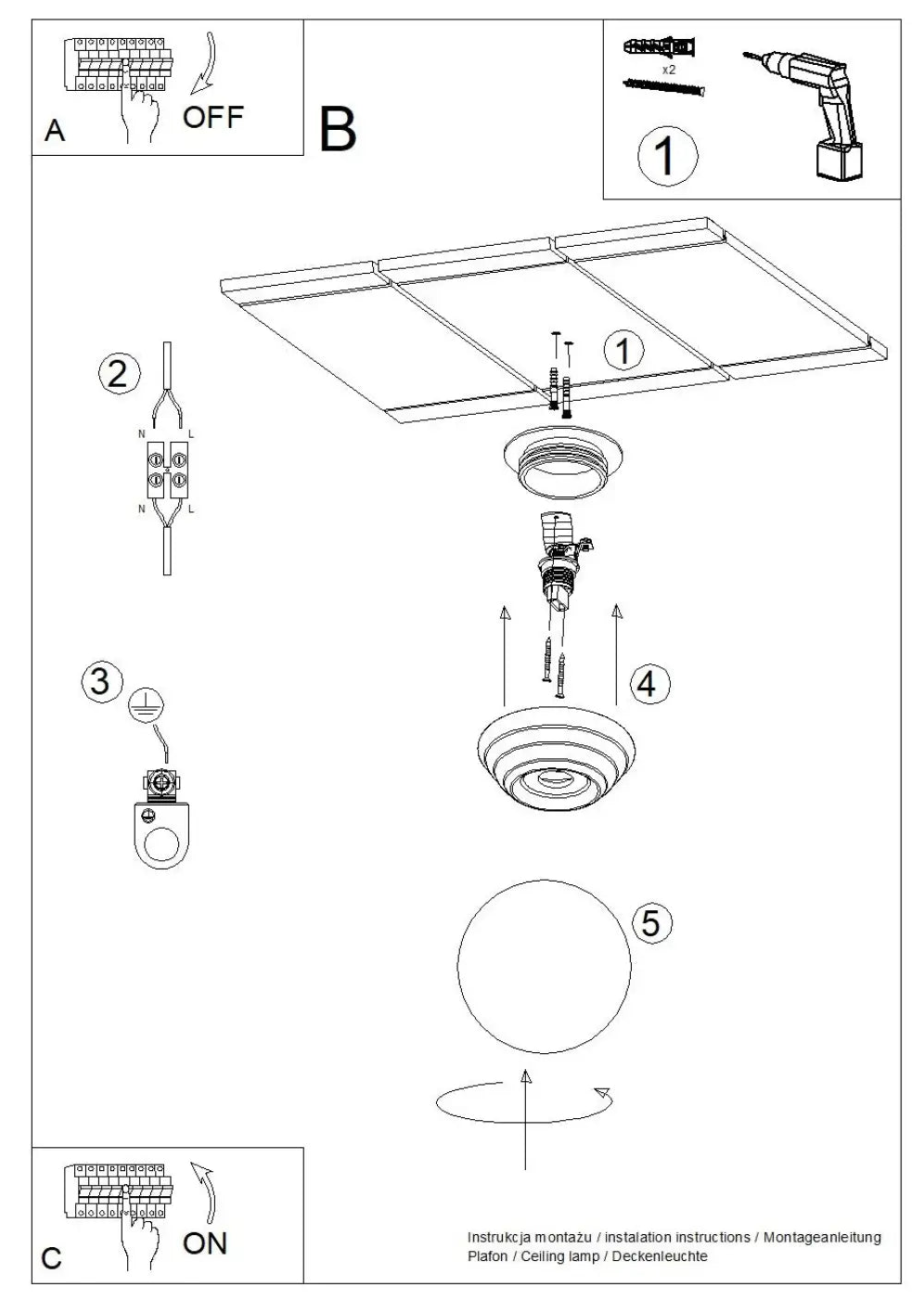 Schéma d'installation du luminaire