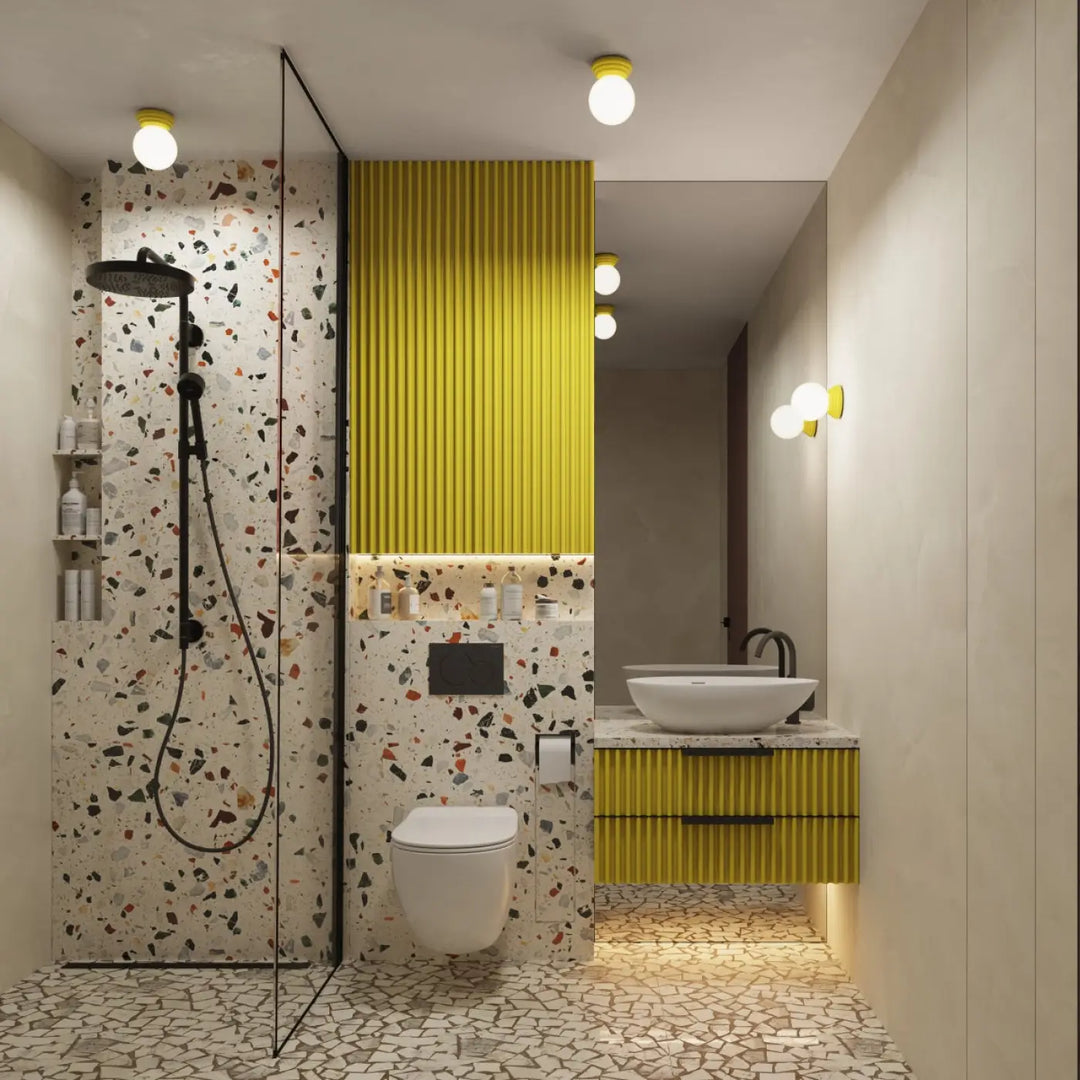Plafonnier zori jaune ip44 avec lampe zori, belle décoration et qualités esthétiques pour intérieur moderne