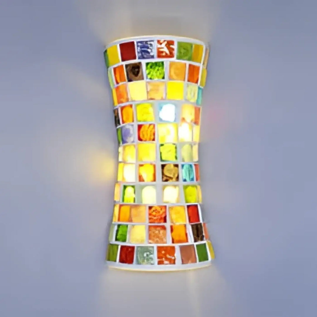 Applique murale aly en mosaïque de verre coloré avec dégradé jaune et orange pour illumination décorative murale