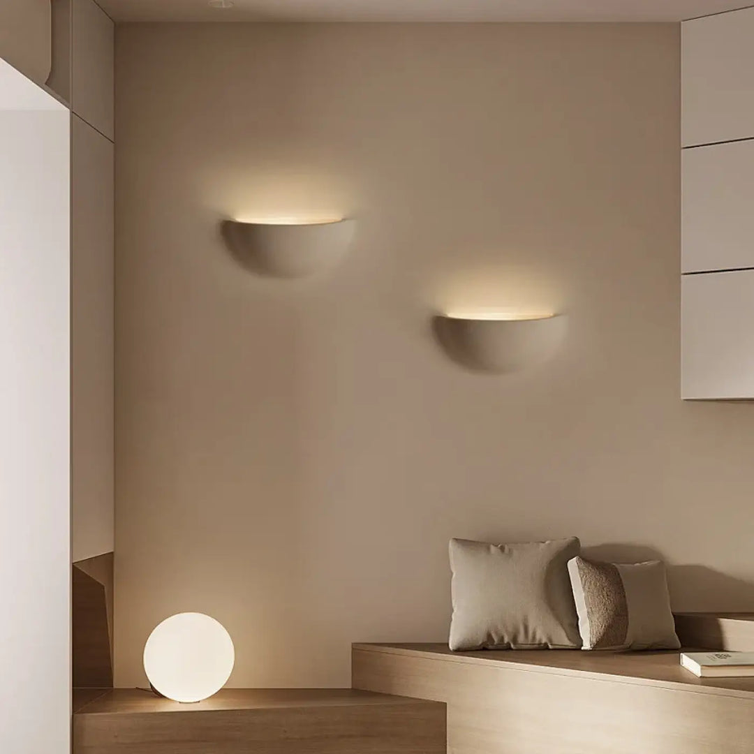 Deux appliques murales en céramique courbée ton chaud minimaliste pour chambre à coucher NDIHASA wall lamp